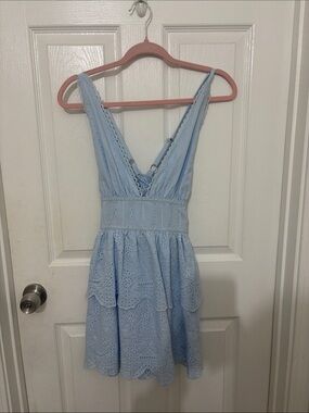 Light Blue Eyelet Mini Dress - Fortunate One